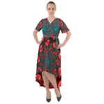 Fractal Red Spiral Abstract Art Front Wrap High Low Dress