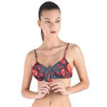 Fractal Red Spiral Abstract Art Tie Up Cut Bikini Top