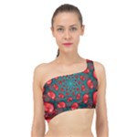 Fractal Red Spiral Abstract Art Spliced Up Bikini Top 
