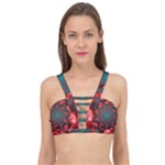 Fractal Red Spiral Abstract Art Cage Up Bikini Top