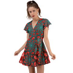 Flutter Sleeve Wrap Dress 