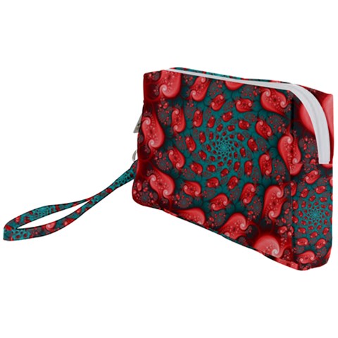 Fractal Red Spiral Abstract Art Wristlet Pouch Bag (Small) from ArtsNow.com