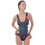 Fractal Red Spiral Abstract Art Side Cut Out Swimsuit
