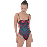 Fractal Red Spiral Abstract Art Tie Strap One Piece Swimsuit