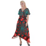Fractal Red Spiral Abstract Art Cross Front Sharkbite Hem Maxi Dress