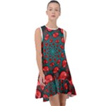 Fractal Red Spiral Abstract Art Frill Swing Dress
