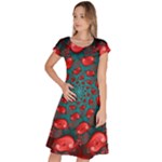 Fractal Red Spiral Abstract Art Classic Short Sleeve Dress