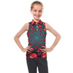 Fractal Red Spiral Abstract Art Kids  Sleeveless Polo T-Shirt