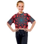 Fractal Red Spiral Abstract Art Kids Mock Neck T-Shirt