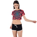 Fractal Red Spiral Abstract Art Tie Back Short Sleeve Crop T-Shirt