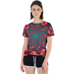 Fractal Red Spiral Abstract Art Open Back Sport T-Shirt