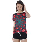 Fractal Red Spiral Abstract Art Short Sleeve Open Back T-Shirt
