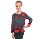 Fractal Red Spiral Abstract Art Kids  Long Mesh T-Shirt