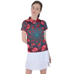 Fractal Red Spiral Abstract Art Women s Polo T-Shirt