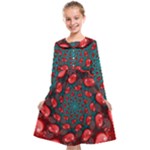 Fractal Red Spiral Abstract Art Kids  Midi Sailor Dress