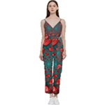 Fractal Red Spiral Abstract Art V-Neck Camisole Jumpsuit