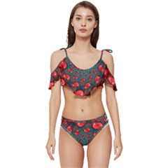Ruffle Edge Tie Up Bikini Set	 