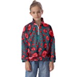 Fractal Red Spiral Abstract Art Kids  Half Zip Hoodie