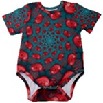 Fractal Red Spiral Abstract Art Baby Short Sleeve Bodysuit