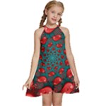 Fractal Red Spiral Abstract Art Kids  Halter Collar Waist Tie Chiffon Dress