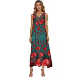 Fractal Red Spiral Abstract Art V-Neck Sleeveless Loose Fit Overalls