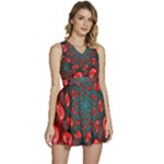 Fractal Red Spiral Abstract Art Sleeveless High Waist Mini Dress