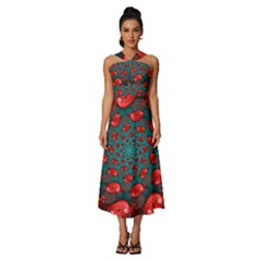 Sleeveless Cross Front Cocktail Midi Chiffon Dress 