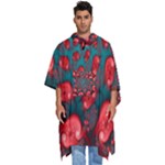 Fractal Red Spiral Abstract Art Men s Hooded Rain Ponchos