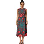 Fractal Red Spiral Abstract Art Sleeveless Round Neck Midi Dress