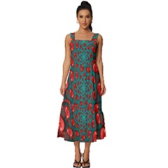 Square Neckline Tiered Midi Dress 