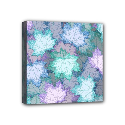 Leaves Glitter Background Winter Mini Canvas 4  x 4  (Stretched) from ArtsNow.com