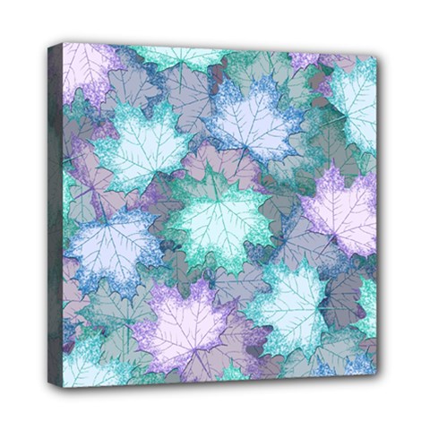 Leaves Glitter Background Winter Mini Canvas 8  x 8  (Stretched) from ArtsNow.com