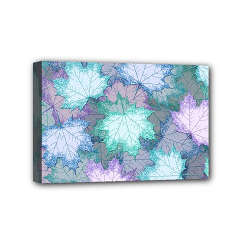 Leaves Glitter Background Winter Mini Canvas 6  x 4  (Stretched) from ArtsNow.com