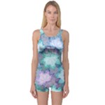 Leaves Glitter Background Winter One Piece Boyleg Swimsuit