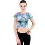 Leaves Glitter Background Winter Crew Neck Crop Top