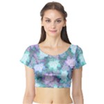 Leaves Glitter Background Winter Short Sleeve Crop Top