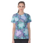Leaves Glitter Background Winter Women s Cotton T-Shirt
