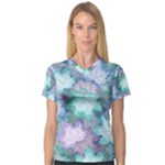 Leaves Glitter Background Winter V-Neck Sport Mesh T-Shirt
