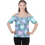 Leaves Glitter Background Winter Cutout Shoulder T-Shirt