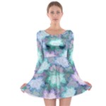 Leaves Glitter Background Winter Long Sleeve Skater Dress