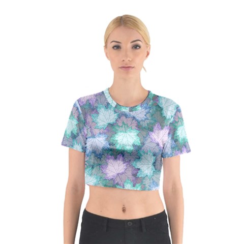 Leaves Glitter Background Winter Cotton Crop Top from ArtsNow.com