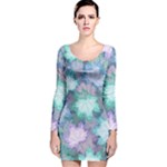 Leaves Glitter Background Winter Long Sleeve Velvet Bodycon Dress