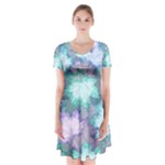 Leaves Glitter Background Winter Short Sleeve V-neck Flare Dress
