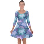 Leaves Glitter Background Winter Quarter Sleeve Skater Dress