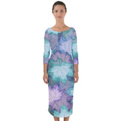 Quarter Sleeve Midi Bodycon Dress 