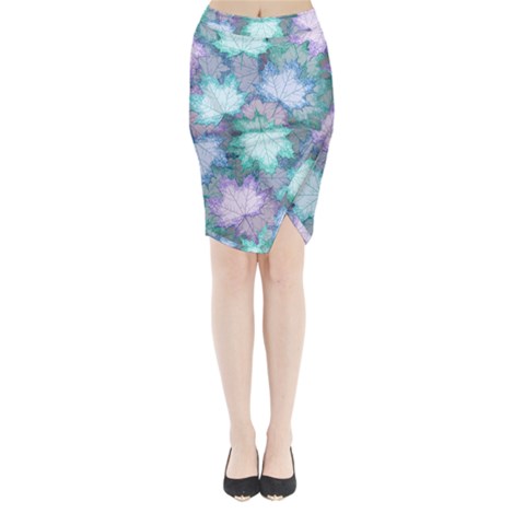 Leaves Glitter Background Winter Midi Wrap Pencil Skirt from ArtsNow.com