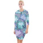 Leaves Glitter Background Winter Quarter Sleeve Hood Bodycon Dress