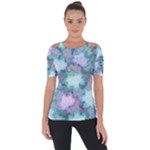 Leaves Glitter Background Winter Shoulder Cut Out Short Sleeve Top