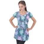 Leaves Glitter Background Winter Puff Sleeve Tunic Top