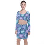 Leaves Glitter Background Winter Top and Skirt Sets